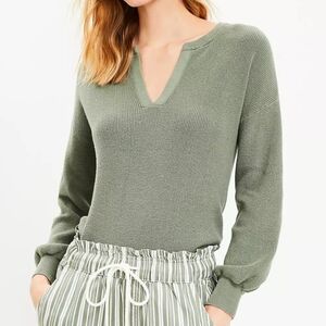Loft Light Sage Green Long Sleeve Textured Casual  Sweater XS